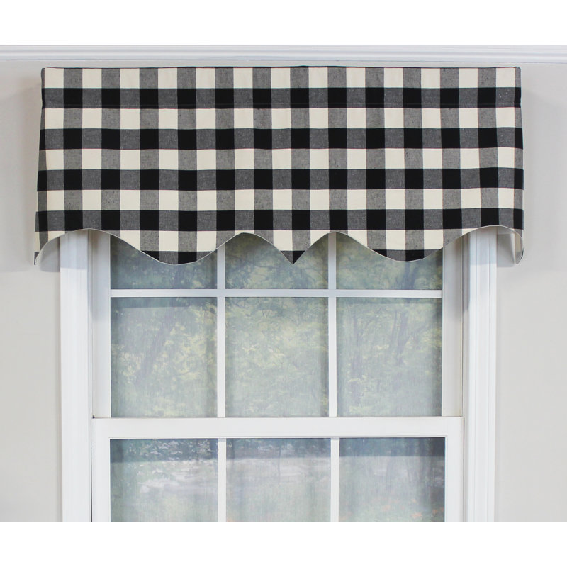 Cantonnière géométrique pointue en mélange de coton géométrique 50 po noir / crème
