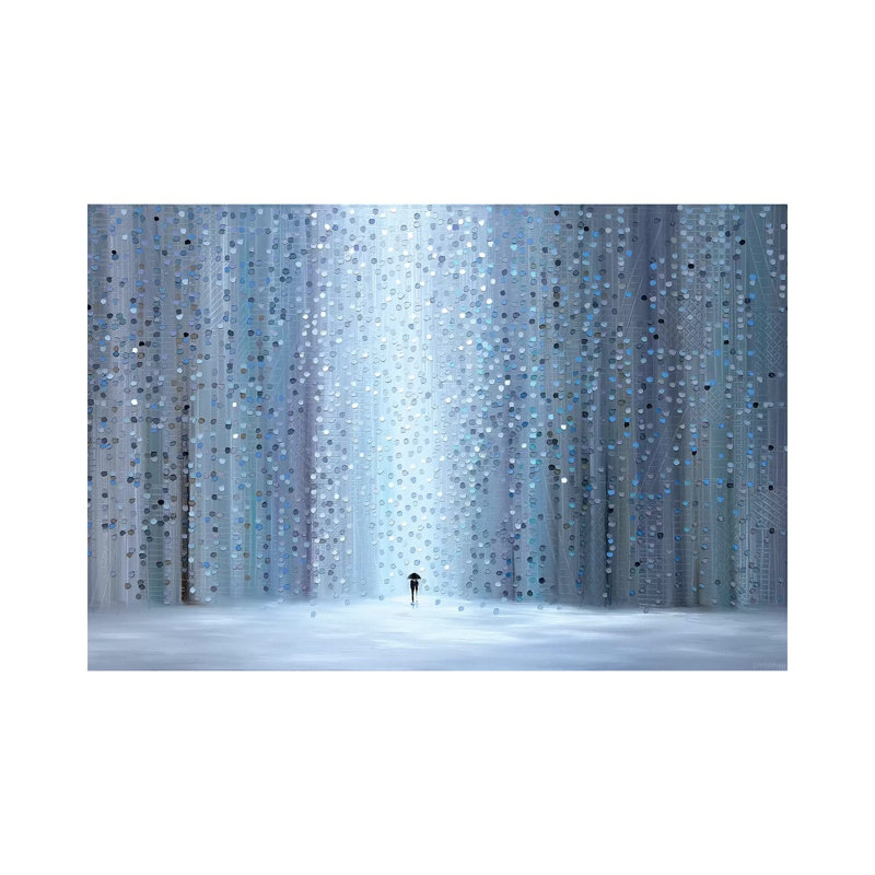 «Rainy Stroll», reproduction d'art, Toile tendue, H 26 po x l 40 po x 1,5 po