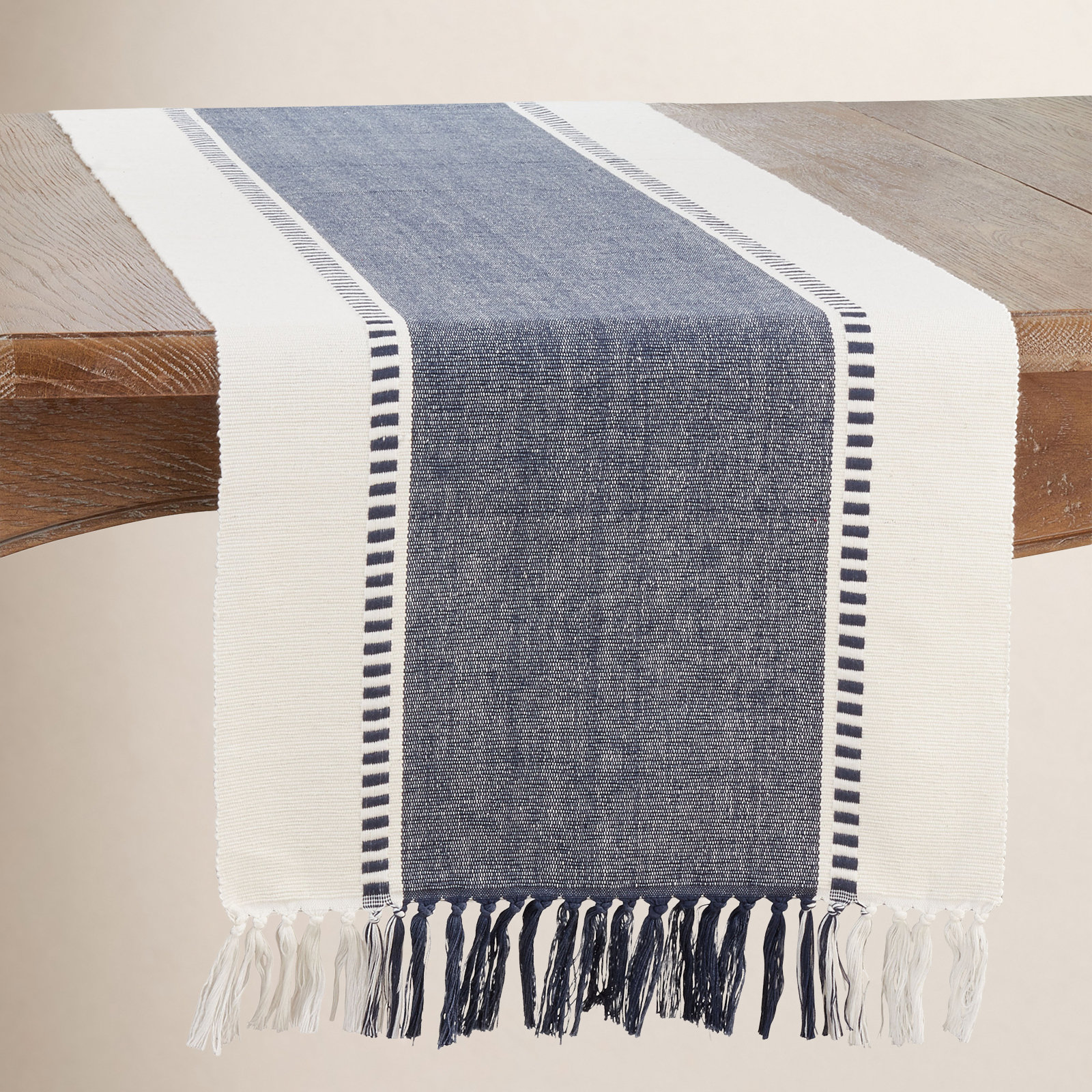 Sonny Collection Geometric Table Runner, Navy Blue