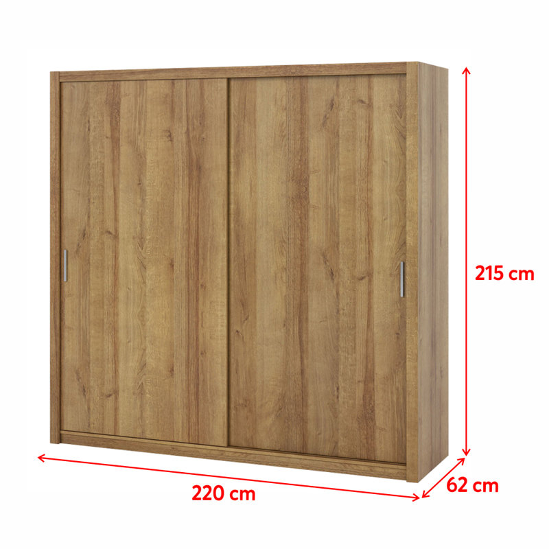 Frazierii 2 Door Wardrobe, 215cm H x 220cm W x 62cm D, Golden