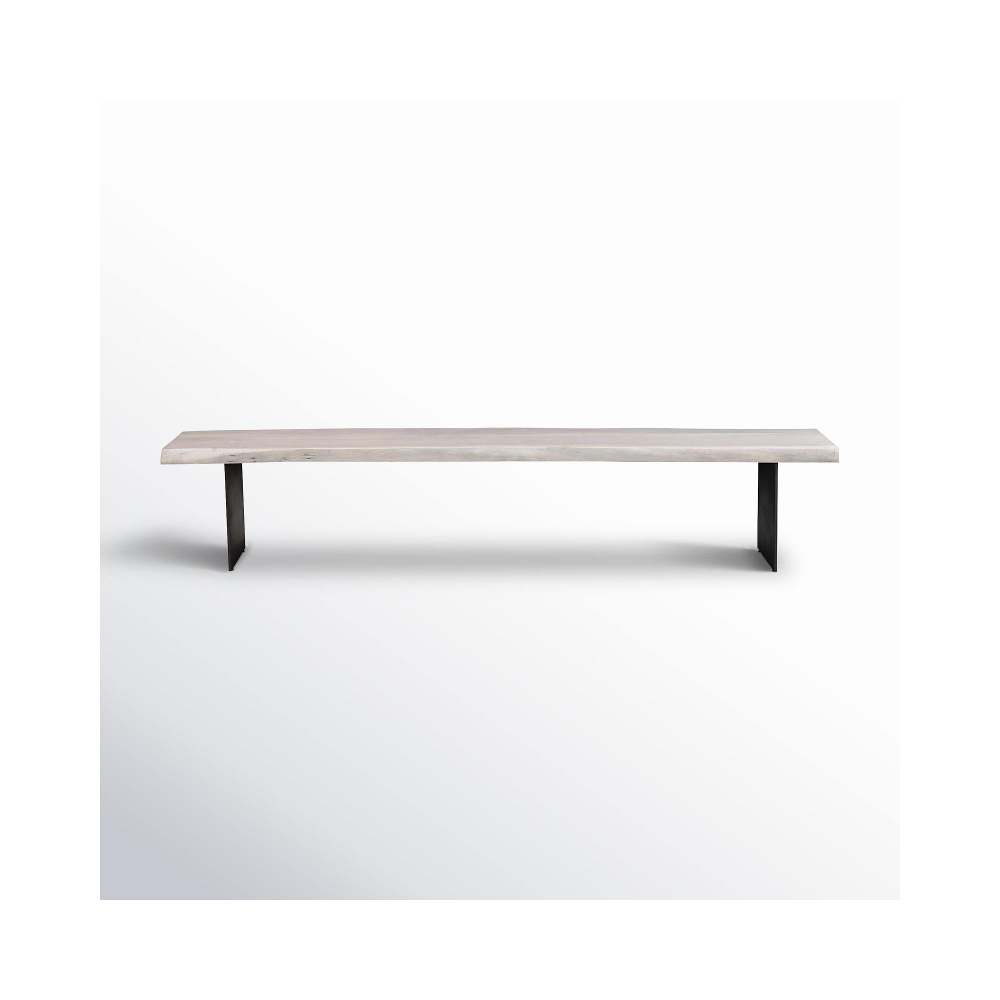 Roberto 92" Live Edge Wood Bench, White