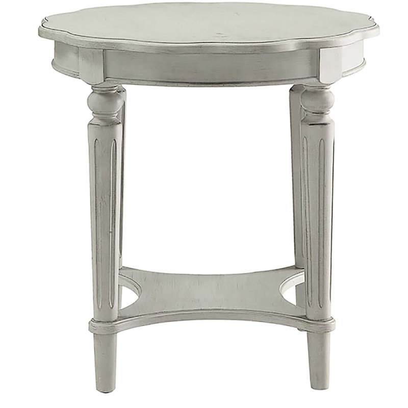 Table de bout charmante en ardoise antique avec tablette et tiroir de rangement classique