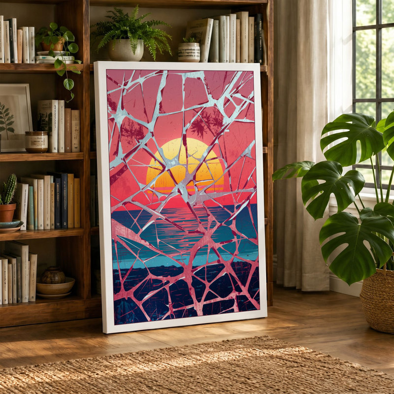 Sun and Fractured Sky Abstract - Wrapped Canvas, 24x16 - 61.0 x 40.6 cm, Sage Border