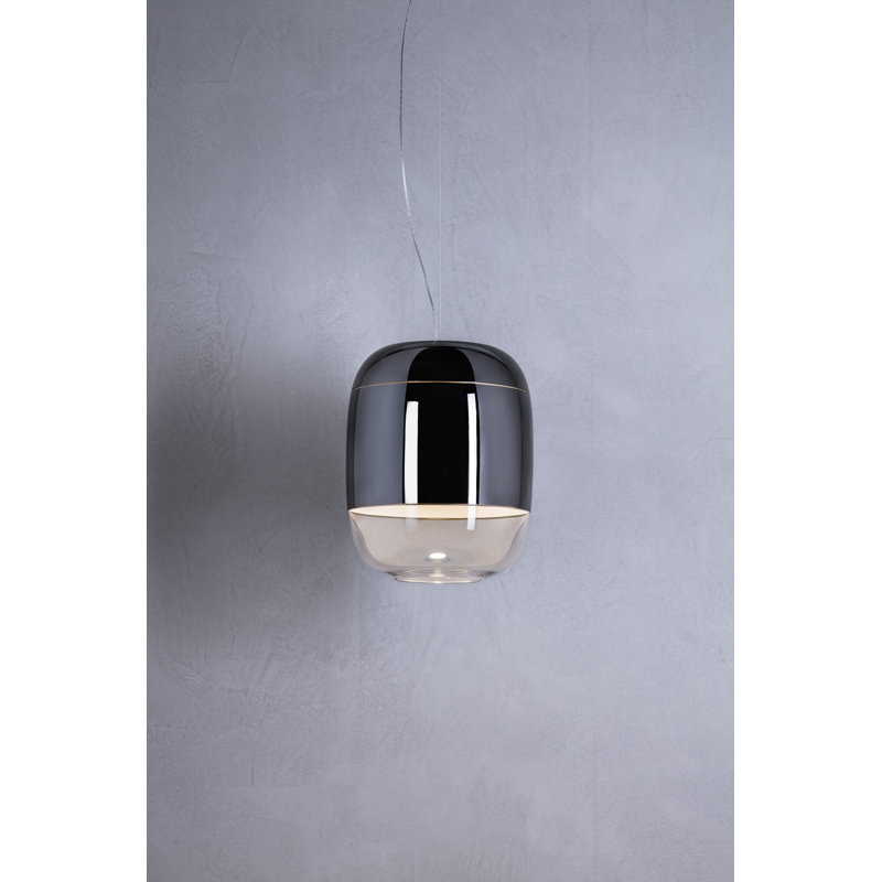 Gong 1 - Light Chrome LED Single Pendant, Silver, No, 200cm H x 36cm W x 36cm D