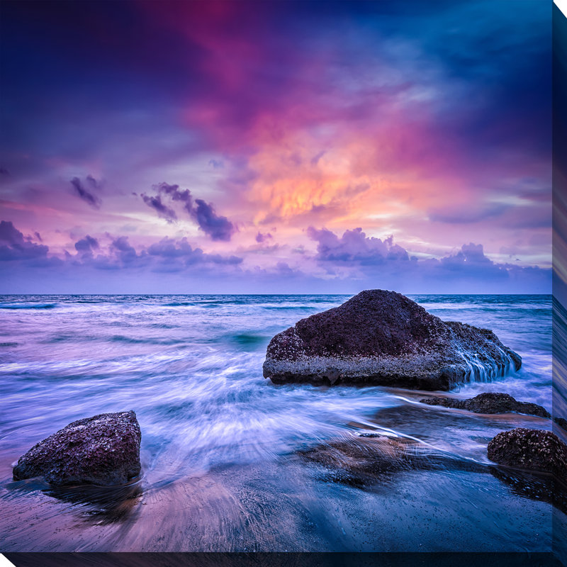 « tropical beach », impression sur toile tendue, H 28 po x l 28 po x P 1,5 po
