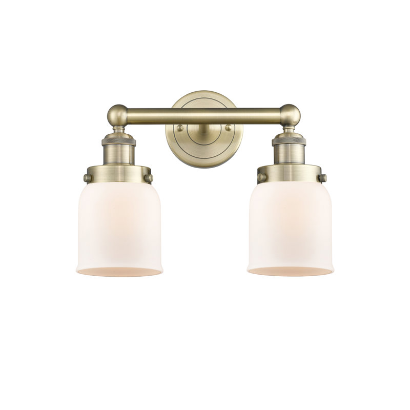 Éclairage pour meuble-lavabo à 2 lumières à intensité variable Corralitos, Blanc mat, Laiton antique