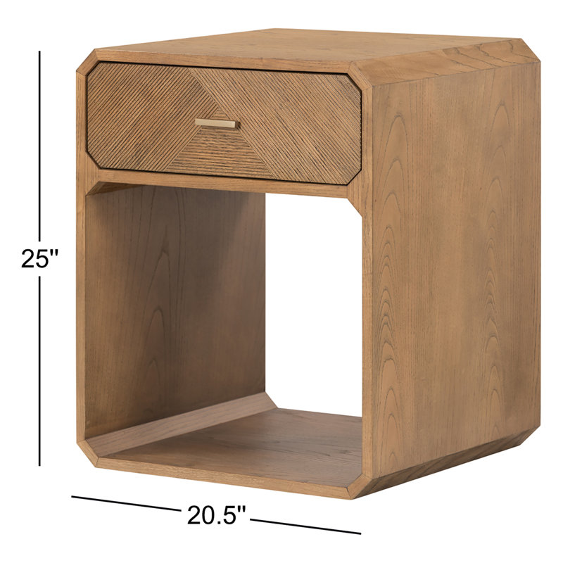 Caspian Nightstand-Black Ash Veneer, Natural Ash
