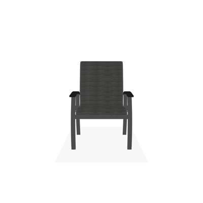 Belle Isle Sling Aluminum Frame Dining Height Arm Chair with Marine Grade Polymer Arm Accent by Telescope Casual