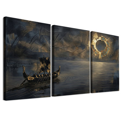 Ensemble de 3 toiles sur toile Viking