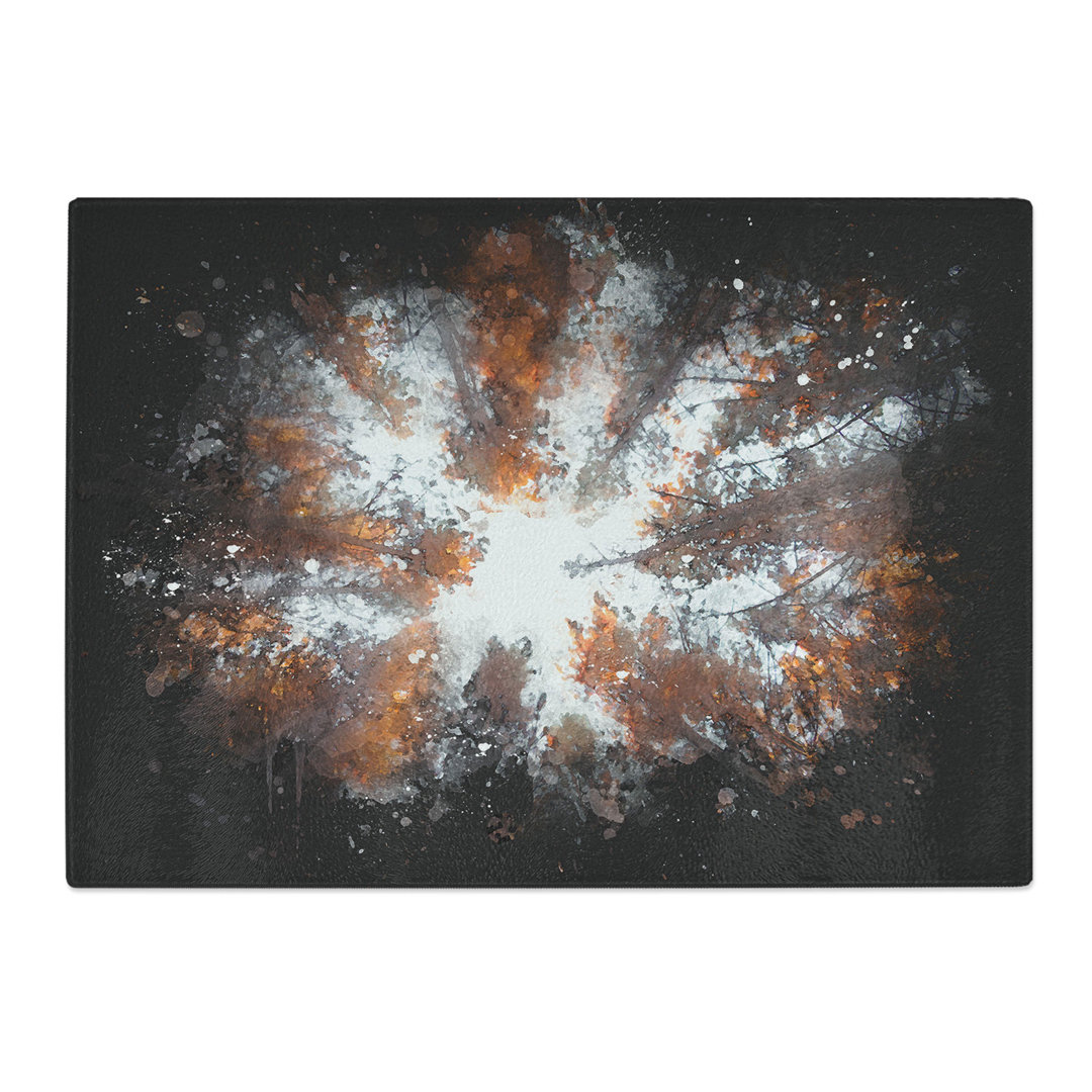 Tempered Glass Autumn Forest Reaching Upward Paint Splash Chopping Board