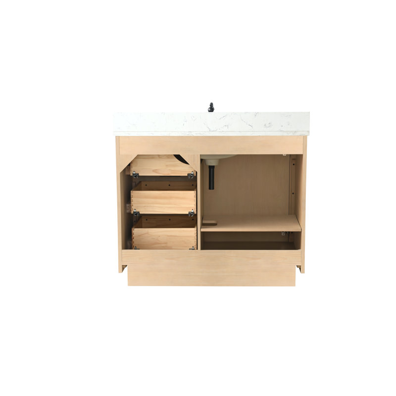 Ensemble de meuble-lavabo simple 42 po Charlyann, Teck blanc