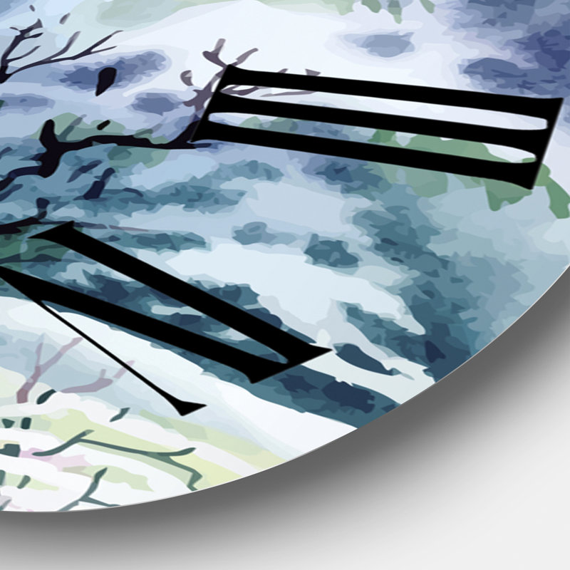 Winter Landscape With Snowy River I - Traditional Wall Clock, 36" H x 36" W x 1" D