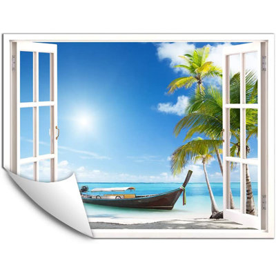 Window White Scenery Peel & Stick Border