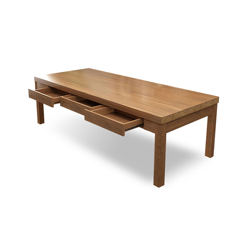 Bureau rectangulaire en bois massif avec 6 tiroirs Burlywood, H 29,53 po x l 70,87 po x P 31,5 po