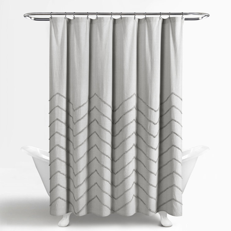 Cotton Geometric Single Shower Curtain Color: Gray