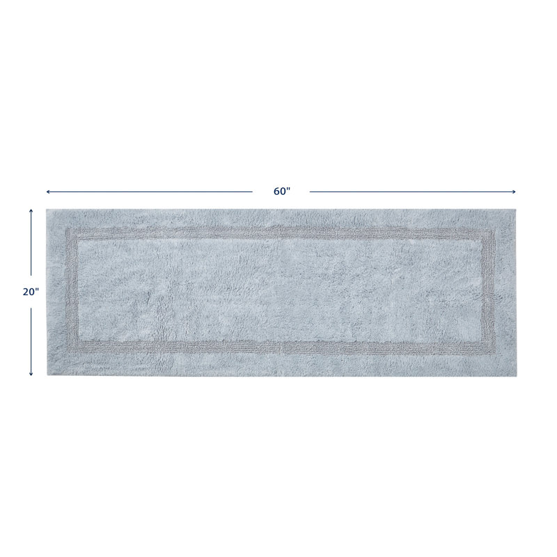 Nautica Peniston Solid Cotton Bath Rug Runner, Blue, 60"L x 22"W 