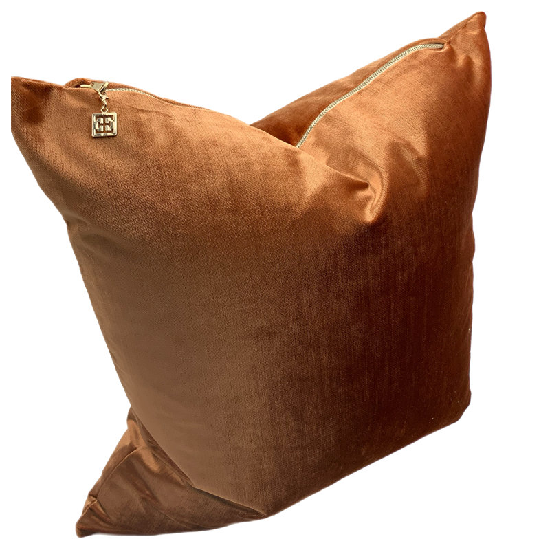 Verona Velvet Square Throw Pillow Cover & Insert, Rust