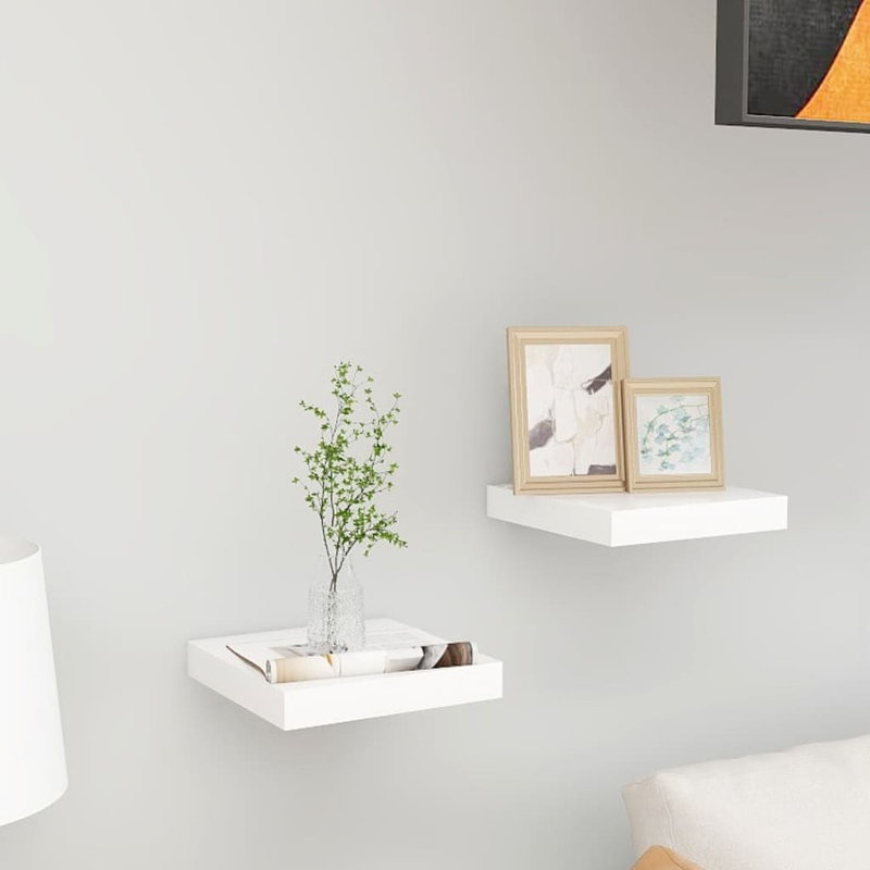 Gracie-Lea 2 Piece Floating Shelf, 1.5cm H x 39.37cm W x 23.5cm D, White