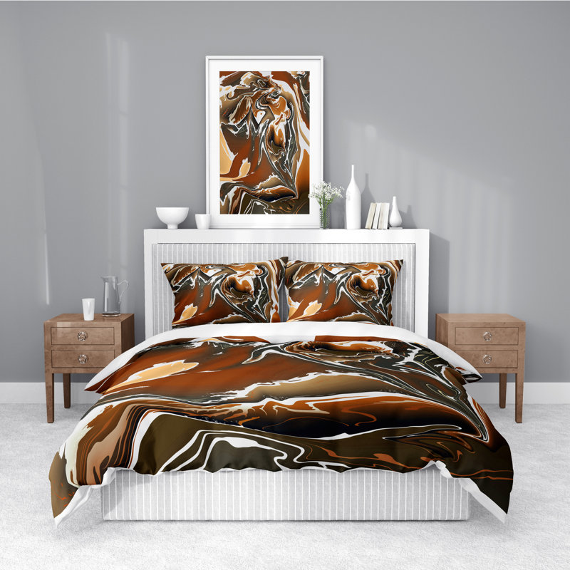  Ensemble de housse de couette en microfibre brune, Housse de couette simple + 1 taie décorative stan, Brown