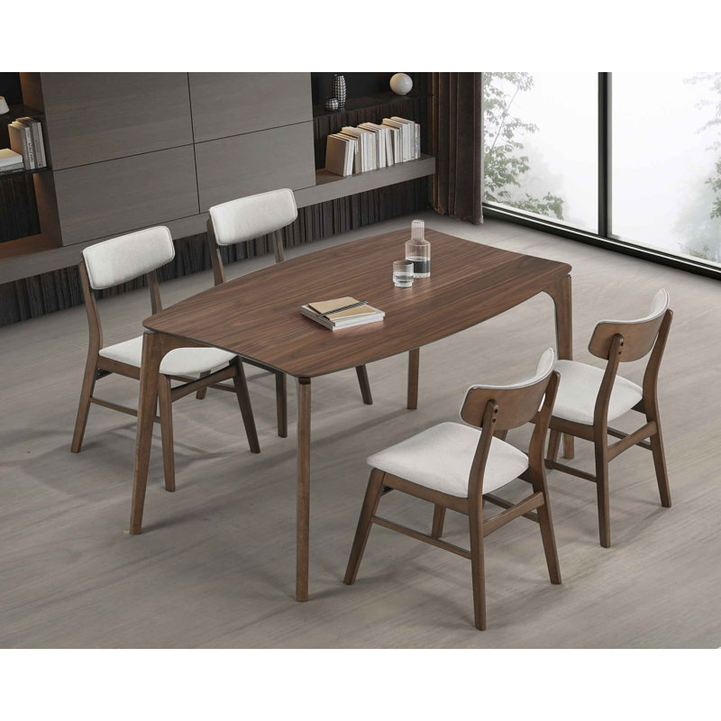 Aspen 5-Piece Wood Dining Table Set With Upholstered Chairs, Brown