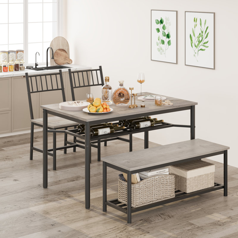 Ensemble de salle à manger Emond, gris, Gris / noir, Gris / noir