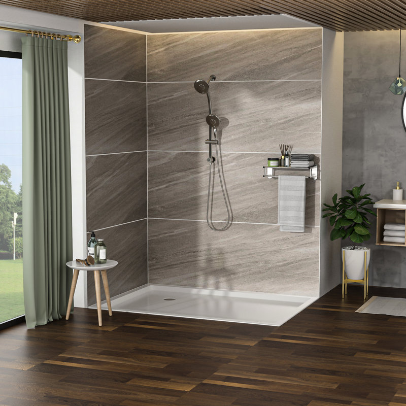 Pomme de douche 5 "en nickel brossé avec barre coulissante réglable et à main - 5 réglages pour une heure de bain relaxante