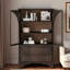 Armoire de rangement vitrée avec 2 tiroirs et tablettes réglables-246230922