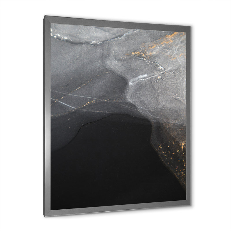 Gloden - Marbre noir et gris, art Ripples IV - art mural moderne sur toile, H 12 po x l 8 po x P 1 po