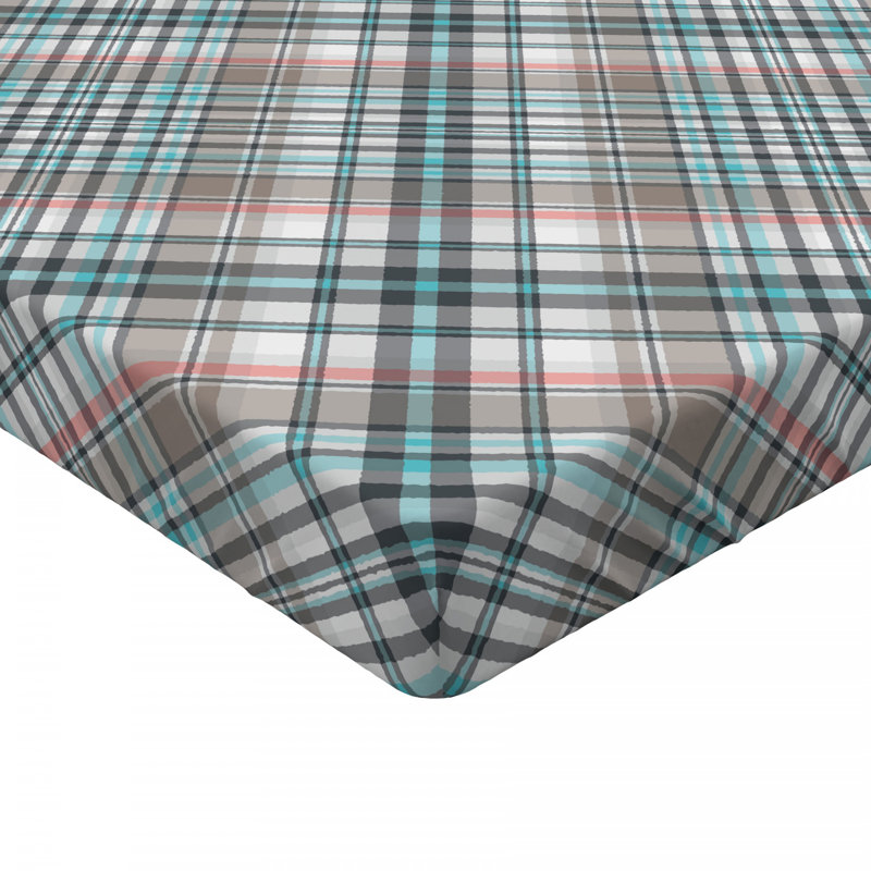 Microfiber Striped Fitted Sheet, Blue Plaid 2, Twin Fitted Sheet