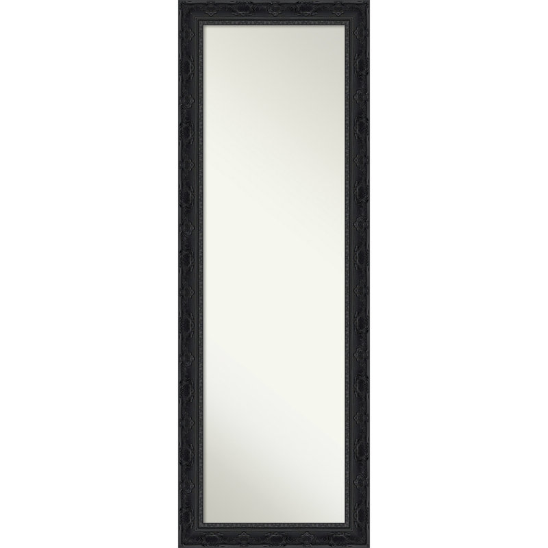 Filigree Non-Beveled Framed Full-Length On the Door Mirror, Gloss Black