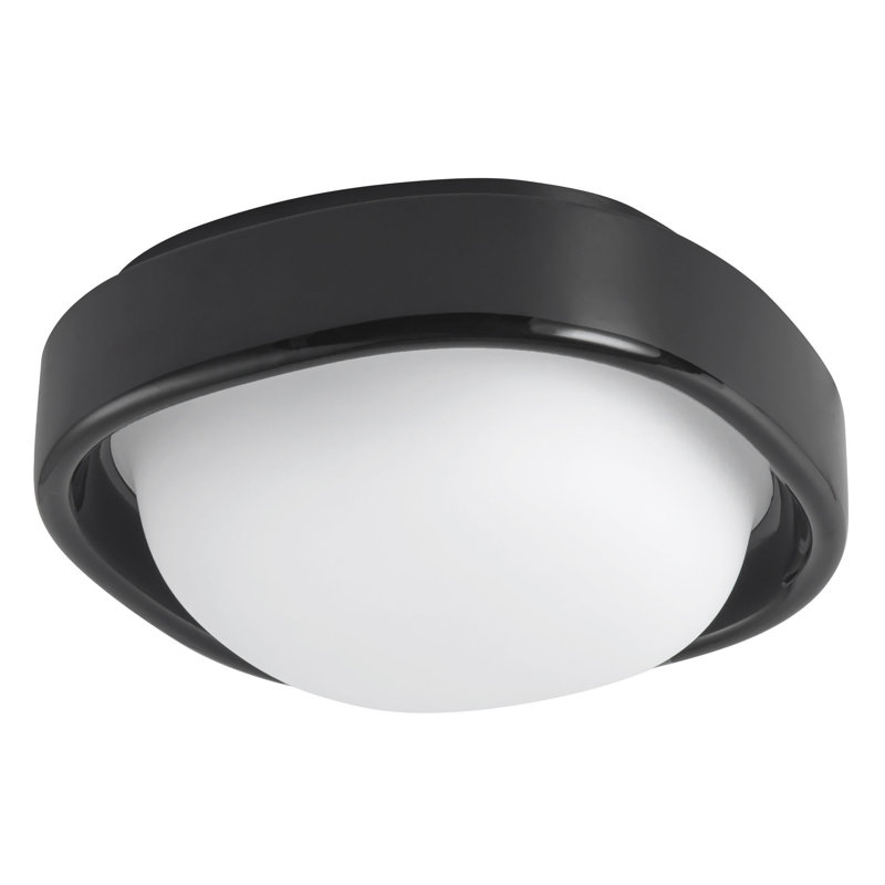 Pebble 8-in Silver dimmable LED Flush Mount, Matte Black