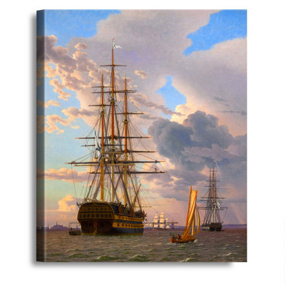 «Asow» and a Frégate par CW eckersberg, voilier de navire, reproductions de reproductions d'art sur toile, estampe numérique sur toile, 36 po x 30 po