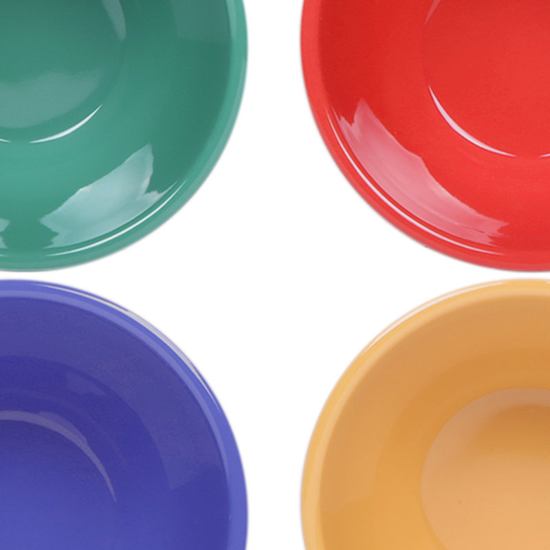 Tasse de sauce en mélamine 8 onces bouillon, Rouge / vert / jaune / gris