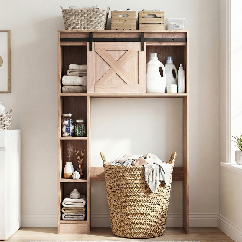 Rangement pour salle de bain Hollice, Brun rustique