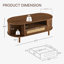 Table basse ovale moderne de 47,2 po avec porte coulissante en rotin, tiroir et rangement ouvert, pieds en bois massif-398150289