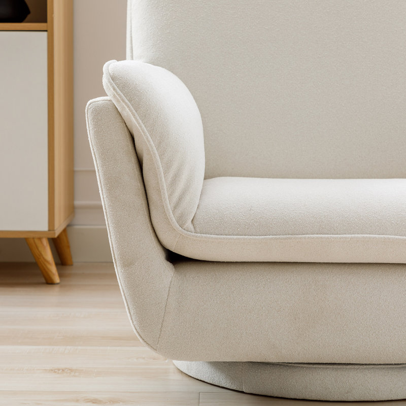 Fauteuil club pivotant de 33,8 po Uttoxeter, Mélange de polyester crème