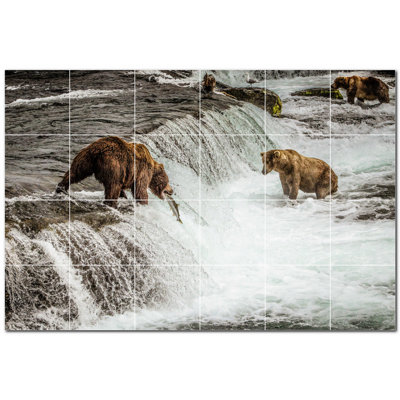 Murale en céramique satinée Bear Photo 6 po x 6 po