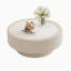 Table basse cannelée ronde avec plateau de rangement en verre trempé et plateau en cuir de qualité supérieure avec rangement caché pour le salon