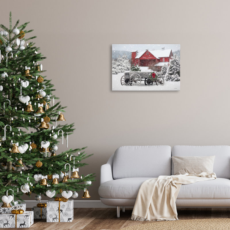 «Winter Wagon & Barn», art mural par Lori Deiter, H 20 po x l 30 po