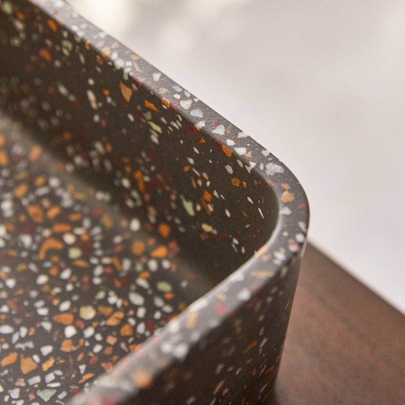 Thais Square Black Terrazzo Bathroom Sink, Confetti