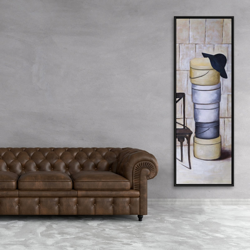 Boîtes à chapeaux - Toile encadrée grise pour une décoration intérieure élégante