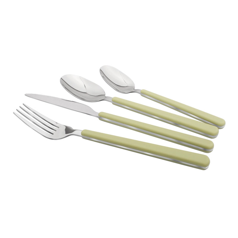17 Stories Spyrini 16 Piece Cutlery Set , Service for 4, Green