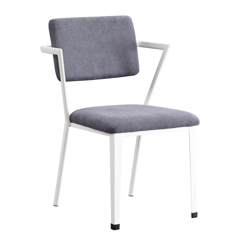 Chaise de bureau rembourrée Prince avec structure en métal, Gris / Blanc