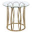 Table de bout ronde en verre avec base en boucle artisanale