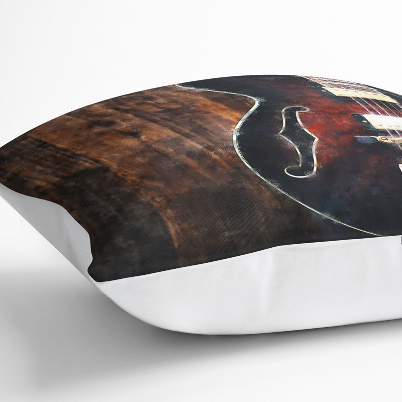 Wooden Electric Guitar Cushion with Filling, White, 40cm H x 40cm W x 15cm D