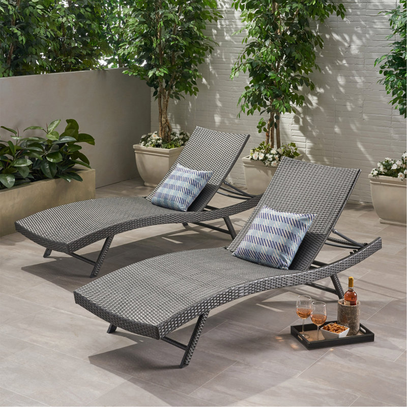 Chaise de patio en osier PE, Gris