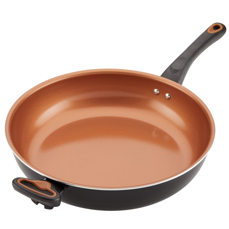 Farberware Glide Copper Ceramic Nonstick 12.5-Inch Deep Frying Pan with Helper Handle