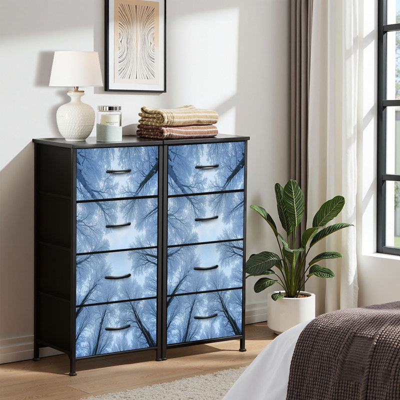 4 Drawer Dresser for Bedroom, Narrow Chest of Drawers, Wooden Top and Study Iron Frame 18"x37.5"-(WxH)