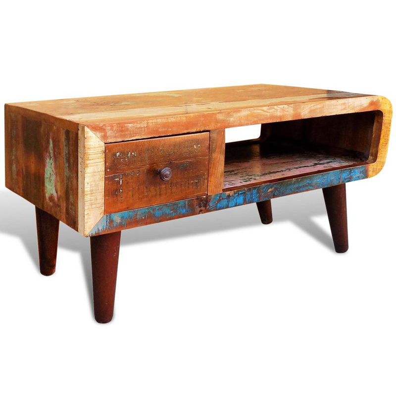 Cheyanna Solid Wood Four Leg Coffee Table with Storage