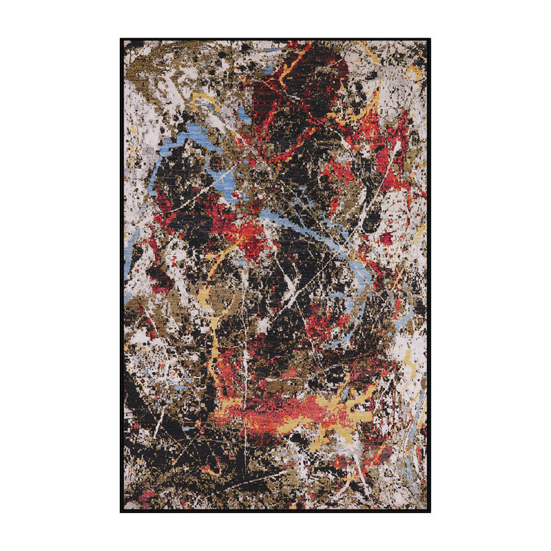 Tapis blanc / rouge / noir Carneatly, Rectangle 5 pi x 7 pi